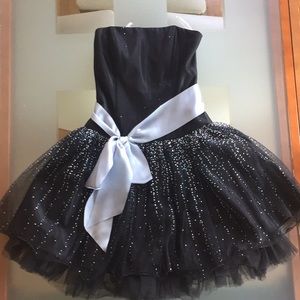 Formal dress blue ribbon tulle fitted top